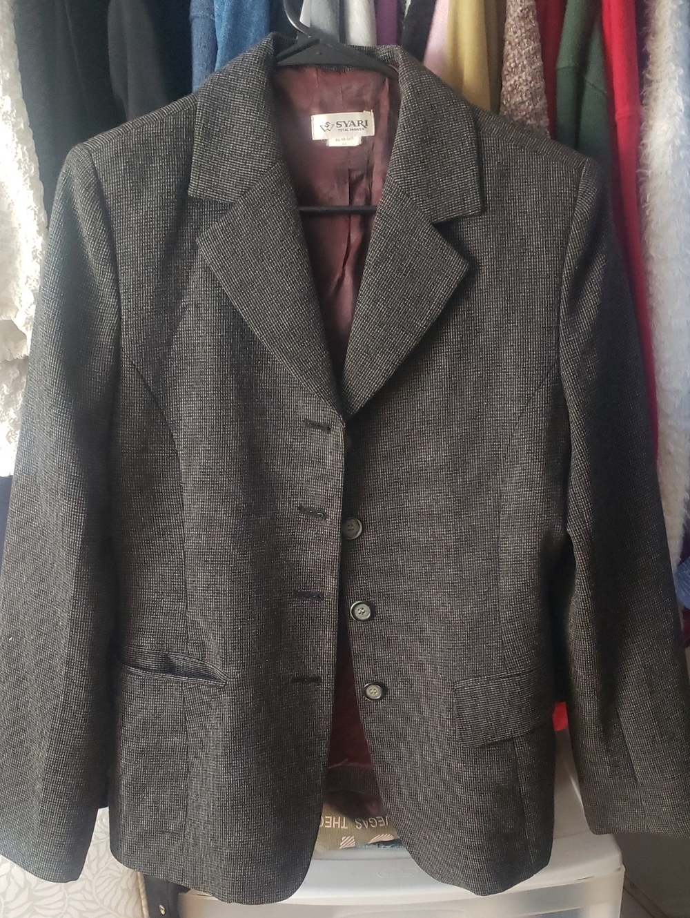 Women's Gray Wool-Blend Blazer Jacket